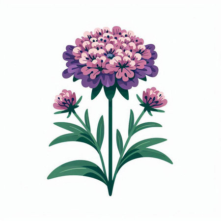 Purple flowers isolated on white background. Hand drawn vector illustration.のイラスト素材