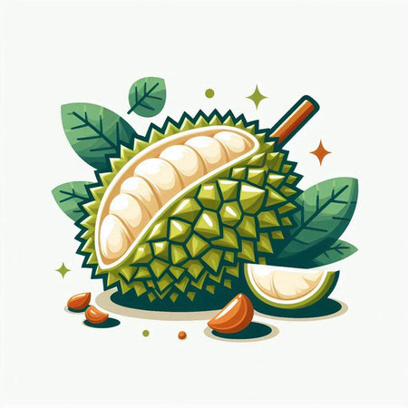 Illustration of durian fruit on white background, vector illustration.のイラスト素材