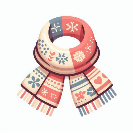 Warm winter scarf isolated on a white background. Vector illustration.のイラスト素材