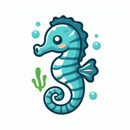 Cute cartoon seahorse. Vector illustration on white background.のイラスト素材