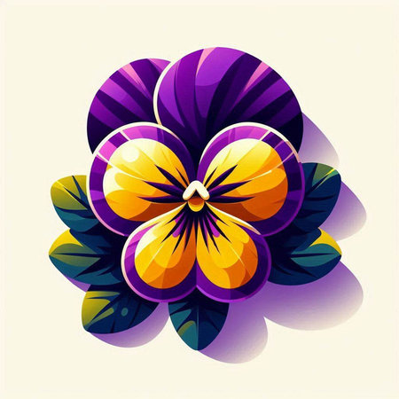 Colorful pansy flower on a light background. Vector illustration.のイラスト素材