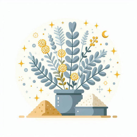 Flower in a pot. Vector illustration in a flat style.のイラスト素材