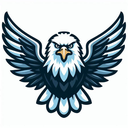 Eagle head with wings isolated on white background. Vector illustration.のイラスト素材