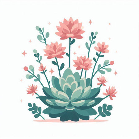 Cute succulent vector illustration. Hand drawn succulents.のイラスト素材