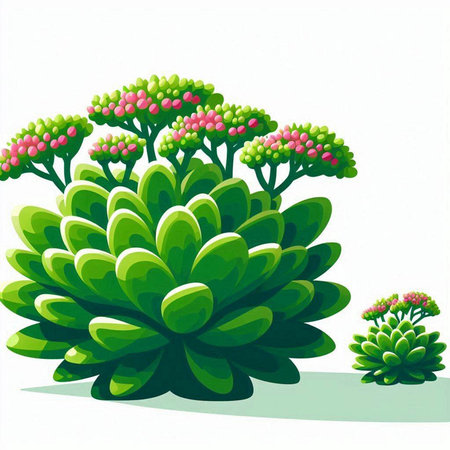 Illustration of a green succulent plant on a white background.のイラスト素材