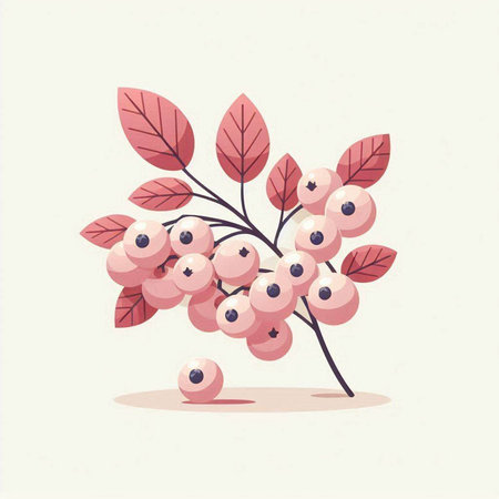 Branch with rowan berries. Vector illustration in flat style.のイラスト素材