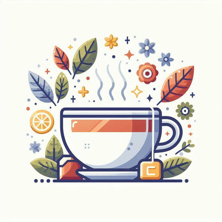 Cup of tea or coffee. Vector illustration in flat style.のイラスト素材