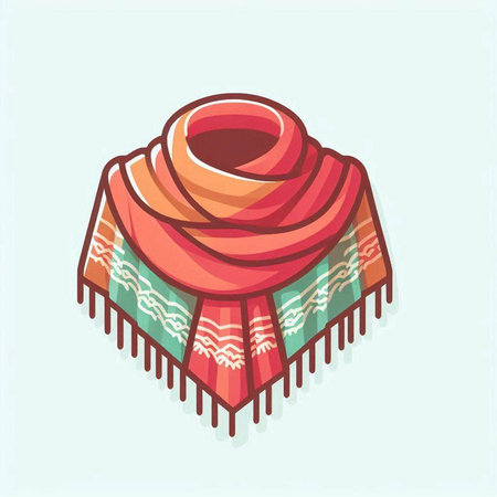 Vector illustration of a colorful shawl in a flat style.のイラスト素材