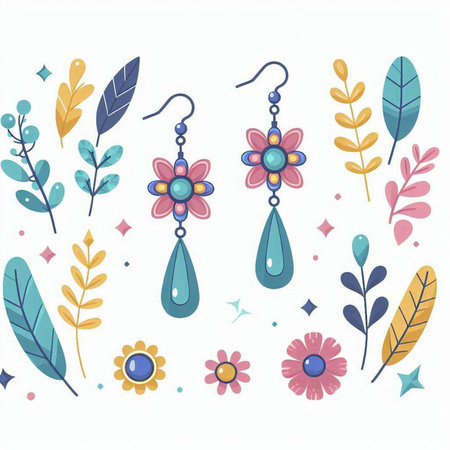 Set of hand drawn doodle flowers and leaves. Vector illustration.のイラスト素材