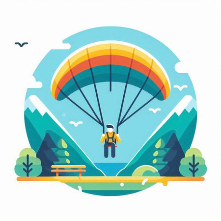Paraglider in the mountains. Paraglider in the mountains. Vector illustrationのイラスト素材