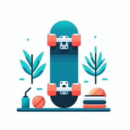 Skateboard vector illustration. Modern flat design concept for website and mobile website development.のイラスト素材