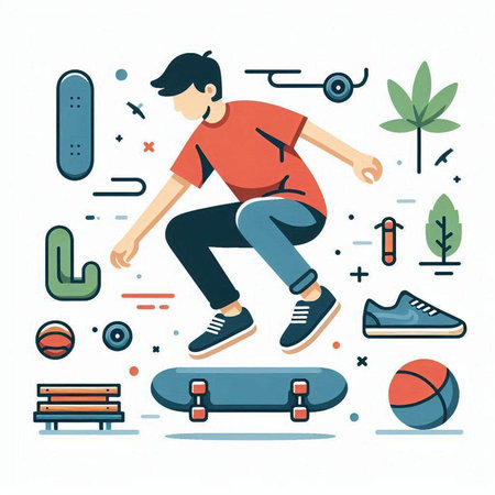 Vector illustration of skateboarder. Skateboarder. Skateboarding.のイラスト素材