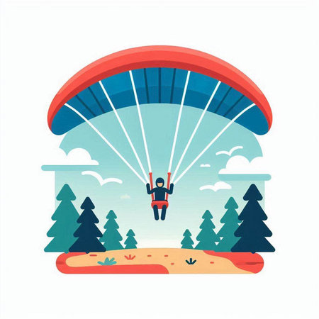 Paraglider flying in the sky. Flat vector illustration.のイラスト素材