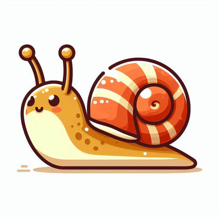 Cute cartoon snail isolated on a white background. Vector illustration.のイラスト素材