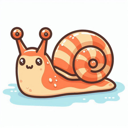 Cute cartoon snail. Vector illustration isolated on a white background.のイラスト素材