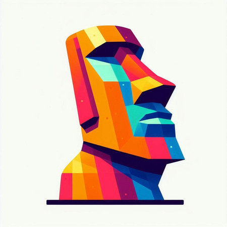 Abstract colorful geometric human head on white background. Vector illustration for your designのイラスト素材