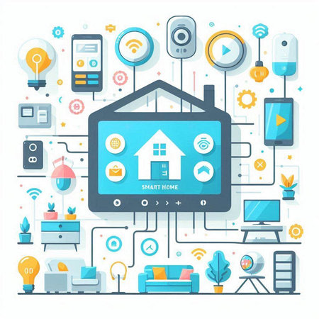 Smart home concept. Vector illustration in flat style. Modern technology.のイラスト素材