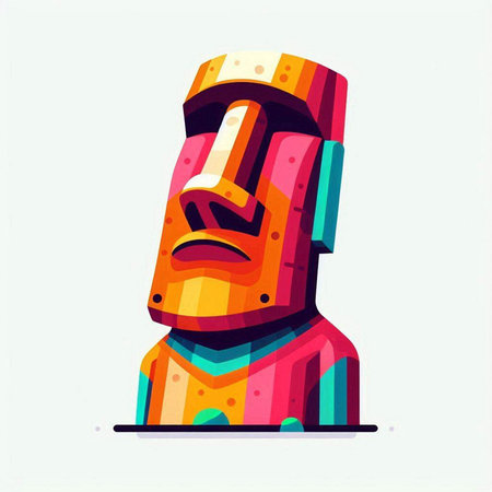 Totem pole. Colorful vector illustration in cartoon style.のイラスト素材