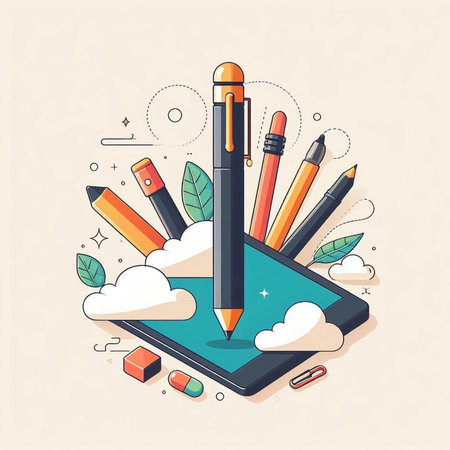 Pencils, pencils, pencils, crayons, stationery, pencils, stationery, vector illustrationのイラスト素材