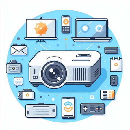 Video marketing concept. Modern flat design style. Vector illustration. Isolated on white background.のイラスト素材