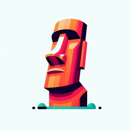 Totem pole, vector illustration. Colorful totem pole.のイラスト素材