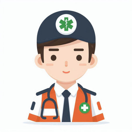 Medical doctor in uniform. Vector illustration in a flat style on white background.のイラスト素材