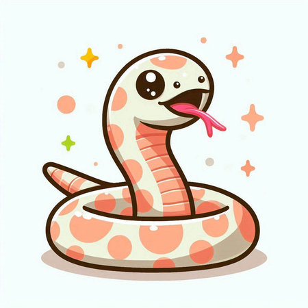Cute snake cartoon vector illustration. Cute snake character design.のイラスト素材