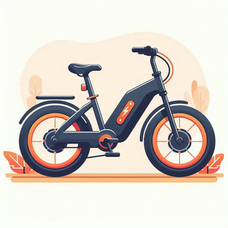 Retro bicycle in the park. Vector illustration in flat style.のイラスト素材