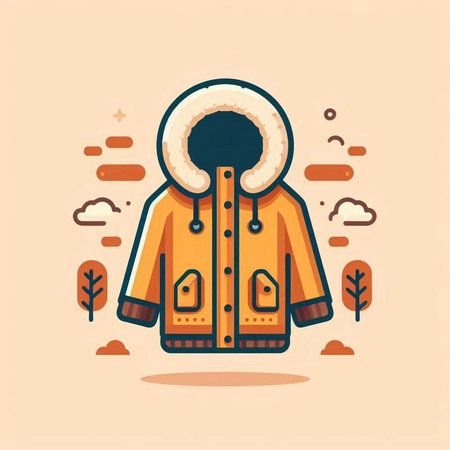 Winter coat vector illustration in flat design style. Winter clothes icon.のイラスト素材