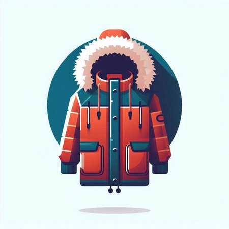Winter jacket. Vector illustration of a warm jacket with a hood.のイラスト素材
