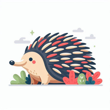 Cute cartoon hedgehog. Vector illustration in a flat style.のイラスト素材