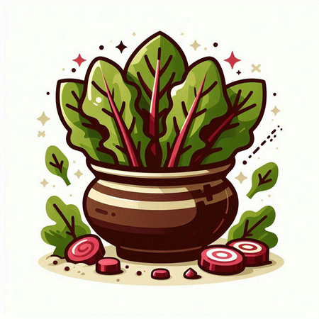 Lettuce in a pot on a white background. Vector illustration.のイラスト素材