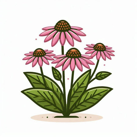 Coneflowers isolated on a white background. Vector illustration.のイラスト素材