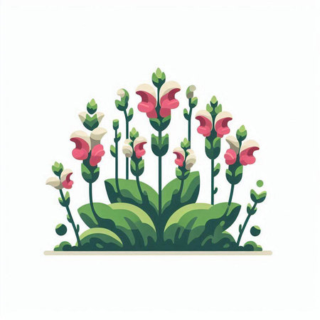 Flower garden. Vector illustration isolated on white background. Flat style.のイラスト素材