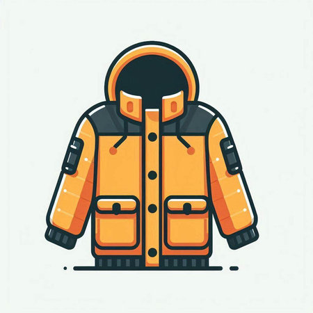 Vector illustration of a yellow winter jacket isolated on a white background.のイラスト素材