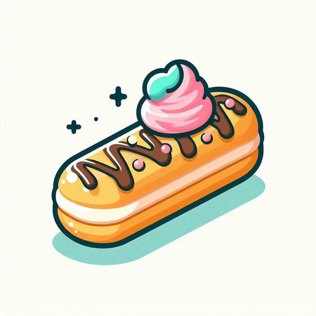 Eclair with ice cream, vector illustration, eps 10.のイラスト素材