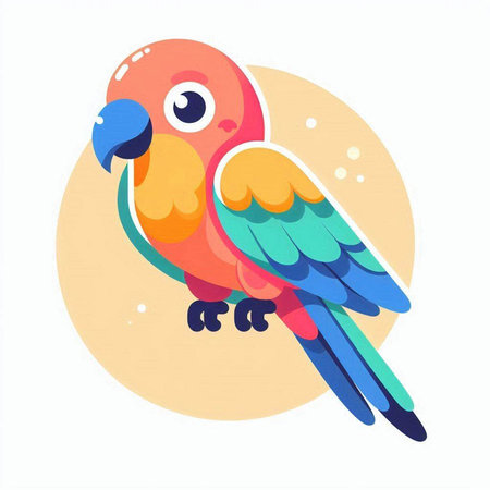 Cute parrot on white background. Vector illustration in flat style.のイラスト素材