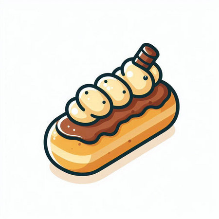 Vector illustration of a hot dog on a white background. Fast food.のイラスト素材