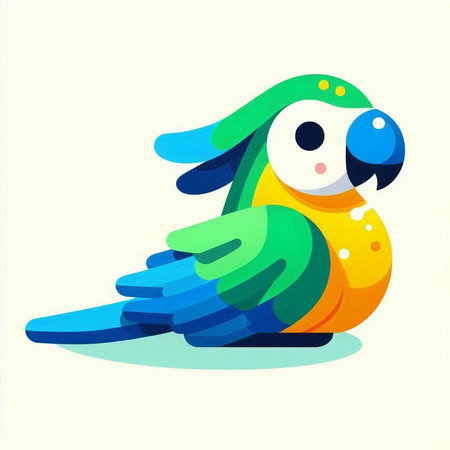Colorful parrot on a white background. Vector illustration in cartoon style.のイラスト素材