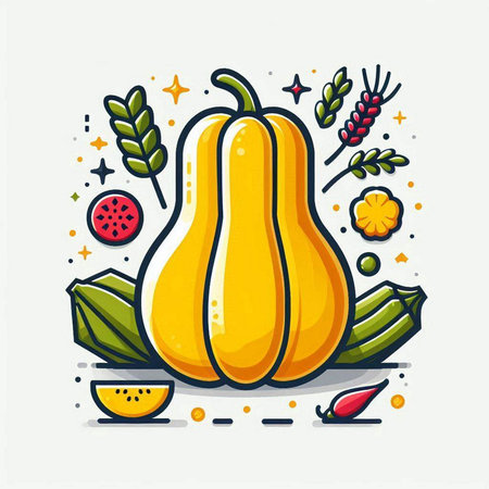 Pumpkin vector illustration. Cute cartoon style vegetable icon.のイラスト素材