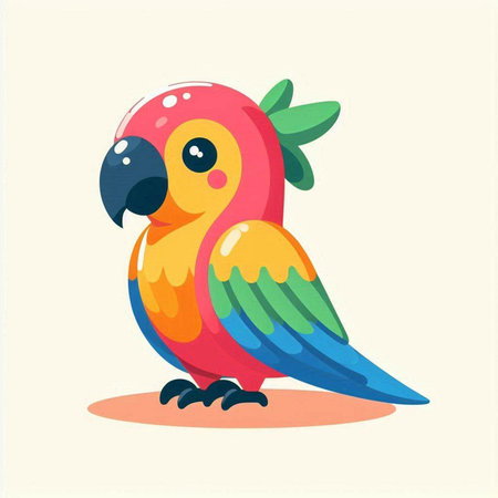 Cute colorful parrot. Vector illustration in flat cartoon style.のイラスト素材