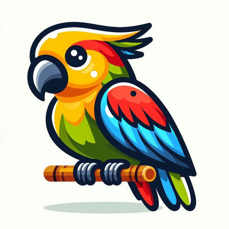 Colorful parrot isolated on white background. Cartoon vector illustration.のイラスト素材