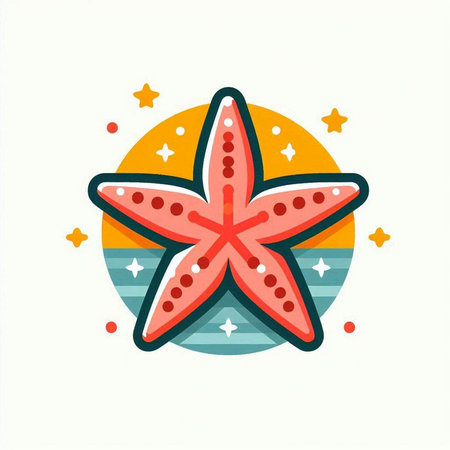 Starfish icon in flat style on white background. Vector illustration.のイラスト素材