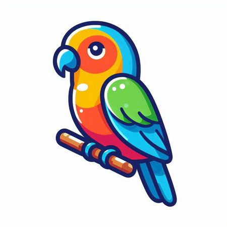 Parrot icon on white background. Colorful vector illustration in cartoon style.のイラスト素材