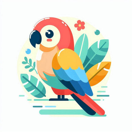 Cute parrot in flat style. Colorful vector illustration.のイラスト素材