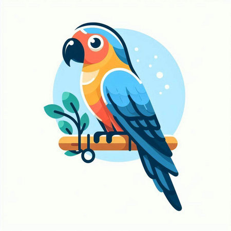 Cute parrot isolated on white background. Vector illustration in cartoon style.のイラスト素材