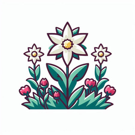 Flower vector icon isolated on white background. Hand drawn flower icon.のイラスト素材