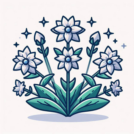 Beautiful hand drawn vector illustration of a bunch of white flowers.のイラスト素材