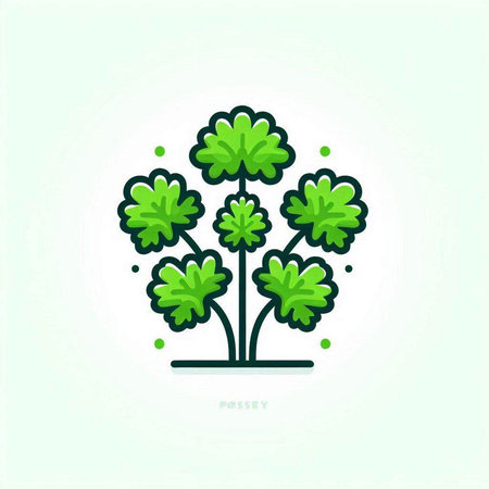 Parsley icon in flat style. Vector illustration. Green parsley.のイラスト素材