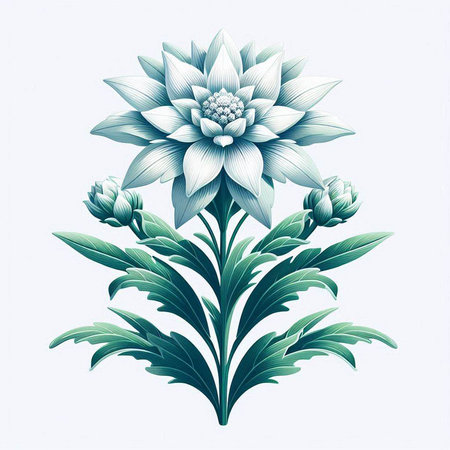 Illustration of a dahlia flower isolated on a white backgroundのイラスト素材